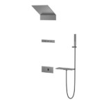 Square Shape designed 4 function solid brass thermostatic wall mounted concelad shower set with large size control board