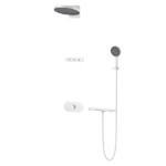 Round Shape designed 4 function solid brass thermostatic wall mounted concelad shower set with large size control board and angle adjustable top shower