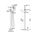 Floor Mounted Single Lever Waterfall Bathtub Faucet and Shower Mixer